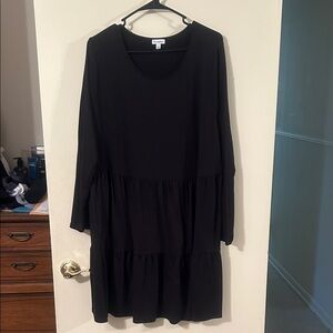 love, Fire Black Tiered Long-Sleeve Dress